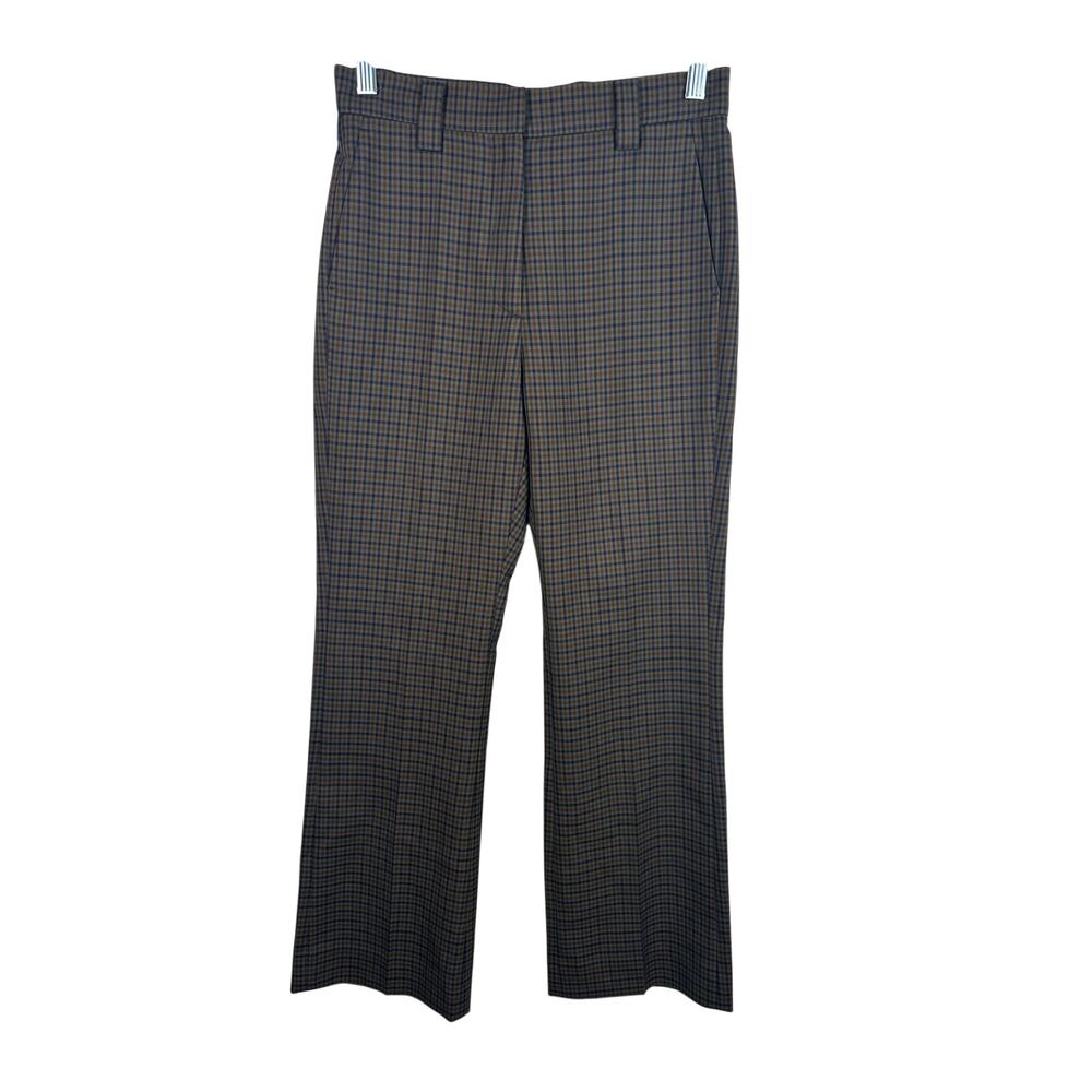 Sandro Staino Checked Crepe Kick Flare Pants Brown Plaid Size 36 NWT Academia